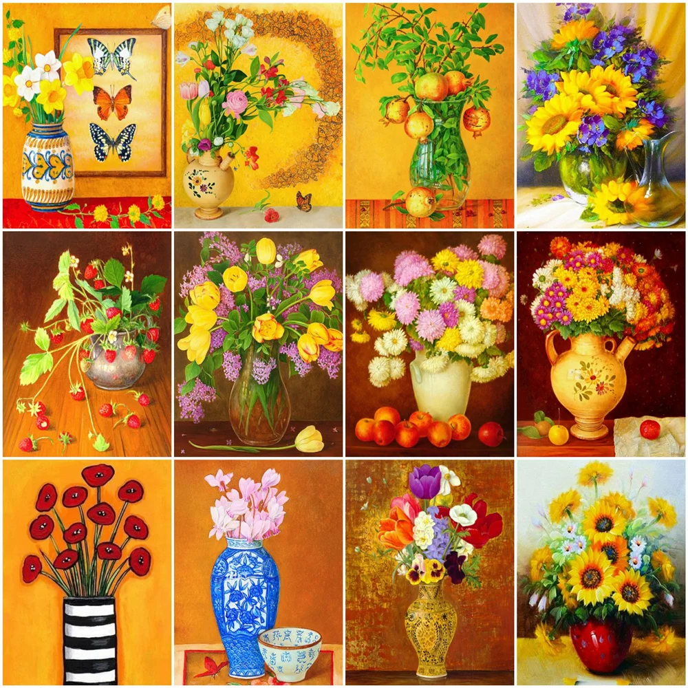 flowers in vase drawing