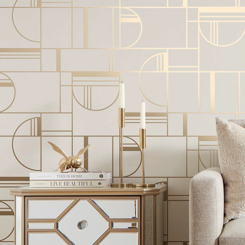 white and gold wallpaper
