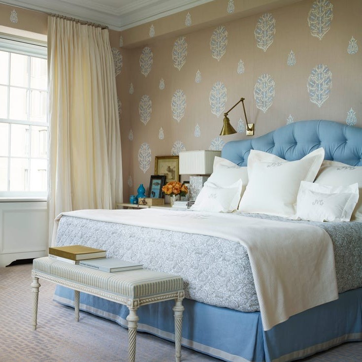 bedroom with wallpaper